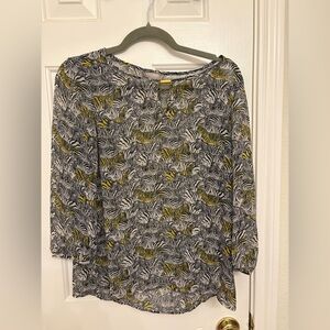 Banana Republic Zebra Print Blouse Safari Style Animal Print Dressy Work Small